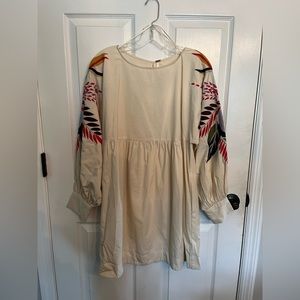 Free People Mini Dress with Embroidery Details on Sleeve, size: women’s S